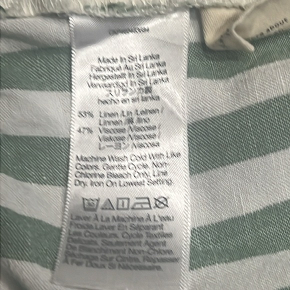 Madewell Linen-Cotton Track Trousers in Stripe SZ 6  Versailles Green New - Picture 9 of 12